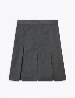 Grey  Stitched Down  Boxed Pleat  Skirt