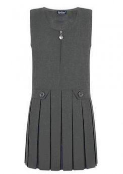 Brillar Grey Zip Front Pinafore-Grey-15-16